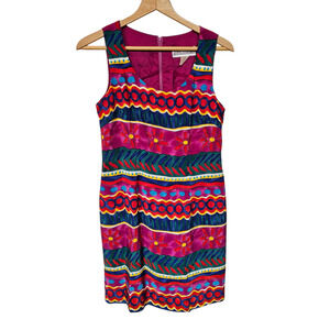 Vtg Jessica Howard Womens Dress Sz 10 Artsy Resort Vibrant Knee Length
